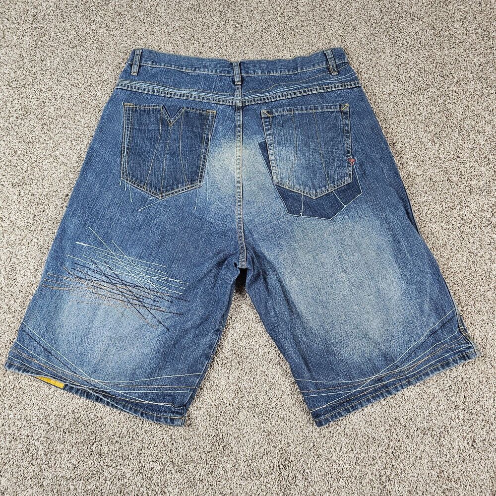 Vokal Shorts Mens 37 Blue Y2K Distressed Jorts Loose Baggy Hip Hop John Cena